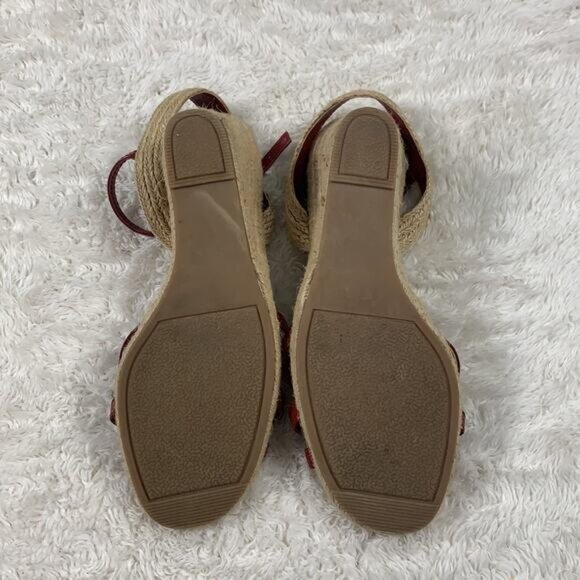 Sandler of Boston Amherst ankle strap espadrille red wedge sandal, 7.5 - Picture 4 of 7